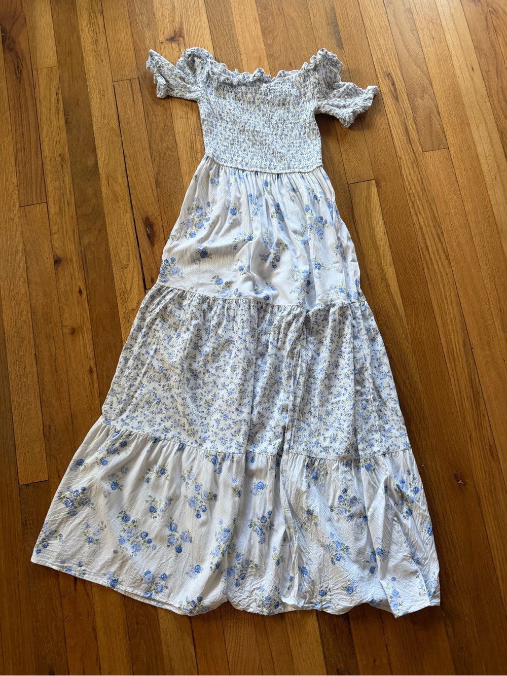 Altar’d state white and blue floral maxi dress